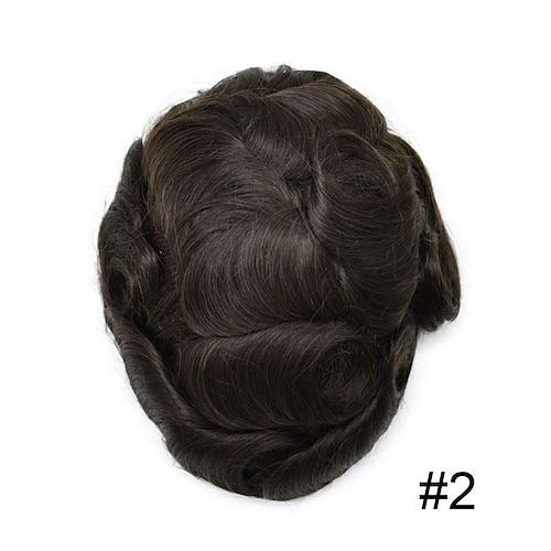 Toupet Mono-Männerperücke Männerperücke 100 % natürliches Echthaar Langlebige männliche Haarprothese Toupet Männer 6 Haarersatzsystem für Männer6x8 7x9 8x10 Image