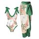 2 pcs Bademode Cover-Up Badeanzüge Retro Vintage 1980er Damen Blumen Polyester Grün Rock Einteiliger Badeanzug