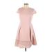 Vince Camuto Casual Dress - Mini Crew Neck Short sleeves: Pink Print Dresses - Women's Size 10