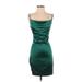 Shein Casual Dress - Bodycon Cowl Neck Sleeveless: Green Solid Dresses - Women's Size X-Small