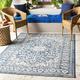 Hauteloom Etoile Living Room Bedroom Patio Outdoor Area Rug - Updated Traditional - Blue - 2 x 2 11