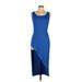 Shein Casual Dress - Midi Scoop Neck Sleeveless: Blue Print Dresses - Women's Size Large