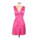 Zesica Casual Dress - A-Line V-Neck Sleeveless: Pink Print Dresses - Women's Size Large