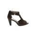 Sofft Heels: Brown Print Shoes - Women's Size 10 - Open Toe