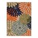 10 x 13 ft. Orange Green & Blue Floral Non Skid Indoor & Outdoor Area Rug