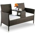 Popular MAMIZO Outdoor Patio Furniture Set Patio Chairs and Table Balcony Furniture Front Porch Furniture Backyard Furniture Rattan Conversation Patio Furniture Wicker Loveseat with