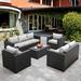 Popular Patio Furniture Sofa Set Outdoor Wicker Sectional Couch with Storage Table No-Slip Cushions Furniture Covers Grey