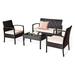 Bomrokson 4 Pieces Patio Furniture Set Rattan Conversation Set Wicker Lawn Table and Chair Set for Lawn Backyard Poolside Balcony Porch