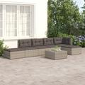 6 Piece Patio Lounge Set with Cushions Gray Poly Rattan