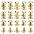 6mm Ball Head Stud Rivets Screw Back 15Pack Round Head Button Nipple Rivet Light Golden