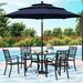 Perfect & William Patio Dining Set for 6 with 13ft Double-Sided Patio Umbrella 8 Piece Metal Outdoor Table Furniture Set - 6 Outdoor Chairs 1 Rectangle Dining Table and 1 Large Beig