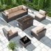 Popular Outdoor Patio Furniture Set 14 Pieces Outdoor Furniture All Weather Patio Sectional Sofa PE Wicker Modular Conversation Sets with Coffee Table 12 Chairs & Seat Clips(Sand)