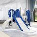 5 in 1 Toddler Slide and Swing Set Kids Playground Climber Slide Playset with Basketball Hoop Freestanding Combination Indoor & Outdoor Toys for Babies Boys Girls Blue