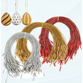 300 Pcs Easter Eggs Hangers Strings with Snaps Locking Colorful Precut Hanging Ropes Easter Ornaments Hooks Gift Tag String for Easter Xmas Halloween Decorations - Golden Silver Red