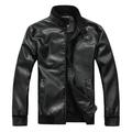 BELLZELY Winter Jackets for Men Clearance Men s Winter Leather Jacket Biker Motorcycle Zipper Long Sleeve Coat Top Blouses