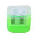 Beppter Pencil Sharpener Manual Pencil Sharpeners 1Pcs Colorful Compact Dual Holes Pencil Sharpeners with Lid Colored Pencil Sharpener for Kids for Travel School Office (Green)