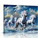 Nawypu Seven Lucky Running Wild Horses Wall Art Running Horses Wall Art Animal Posters 12 Canvas Poster Wall Art Decor Print Picture Paintings for Living Room Bedroom Decoration Frame-style
