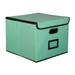 Collapsible File Storage Box with Lid Decorative Linen Filing Storage Organizer Hanging Letter/Legal Folder Storage Box