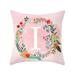 Pink 26 English Letter Peach Skin Plush Pillow Case Sofa Cushion Cover Home Decoration 45 * 45cm/17.7 * 17.7in Cool Side Pillowcase Silk Pillowcase Toddler Size Pillowcase Protectors Silk Case Silk