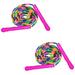 Long Jump Rope(2 PACK) Soft Beaded Skipping Rope for Kids Adults Plastic Segmented Jump Rope - pink