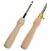 Wooden Handle Stamp Embroidery Needle Stitching Tool Crochet Hooks Punch Kits Suite Perforation 2 Pcs