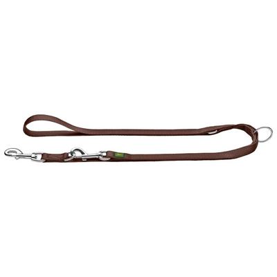 Hunter - Verstellbare Führleine Nylon - Hundeleine Gr Länge max. 200 cm - Breite 2,5 cm braun
