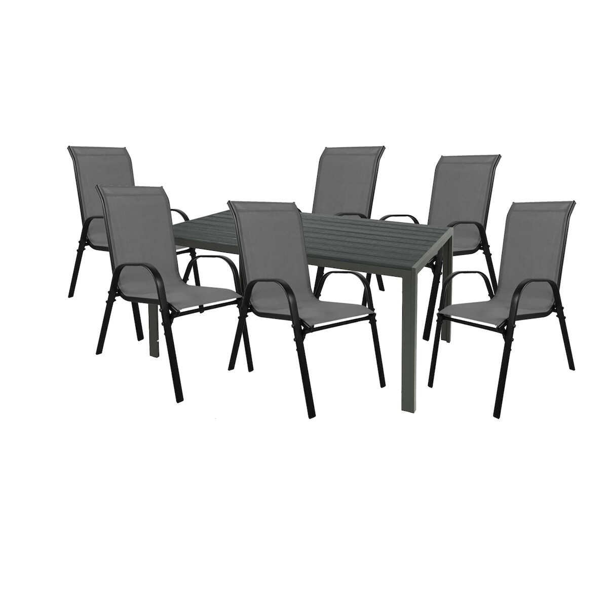 Mojawo Gartengarnitur Sitzgarnitur 7-teilig 180x90cm Non-Wood Anthrazit Image