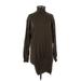 Young Fabulous & Broke Casual Dress - Sweater Dress High Neck Long sleeves: Brown Solid Dresses - Women's Size Small