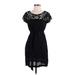 XXI Casual Dress - Party Scoop Neck Short sleeves: Black Solid Dresses - Women's Size Small