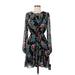 Tommy Hilfiger Casual Dress - A-Line Crew Neck Long sleeves: Black Floral Dresses - New - Women's Size 6