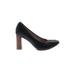 Clarks Heels: Pumps Stacked Heel Casual Black Print Shoes - Women's Size 6 1/2 - Almond Toe