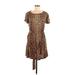 Rebecca Taylor Casual Dress - DropWaist: Brown Leopard Print Dresses - New - Women's Size Medium