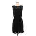 Ann Taylor LOFT Cocktail Dress - Party Crew Neck Sleeveless: Black Solid Dresses - Women's Size Small