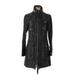 Calvin Klein Jacket: Mid-Length Black Print Jackets & Outerwear - Women's Size Small