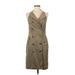 Ann Taylor Casual Dress - Sheath V Neck Sleeveless: Tan Solid Dresses - Women's Size 6