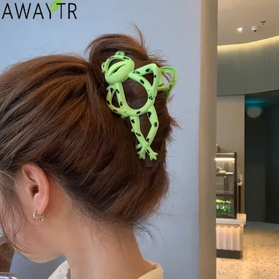 AWAYTR-Pince à cheveux en forme de grenouille verte pour femme et fille accessoire mignon en