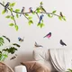 Autocollants muraux de dessin animé feuilles branches oiseaux décoration murale arrière-plan