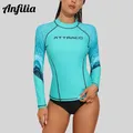 Anfilia-Maillot de bain à manches longues pour femme haut de protection solaire chemise de nuit