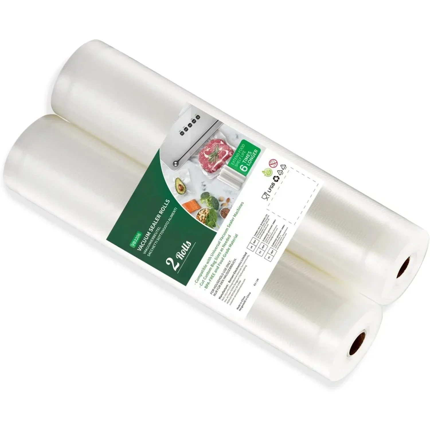 Sacs de scellage sous vide en rouleau, 2 rouleaux, pour aliments frais, conservation longue, 20/28X500cm, conservation des aliments et cuisson sous vide, sac en relief