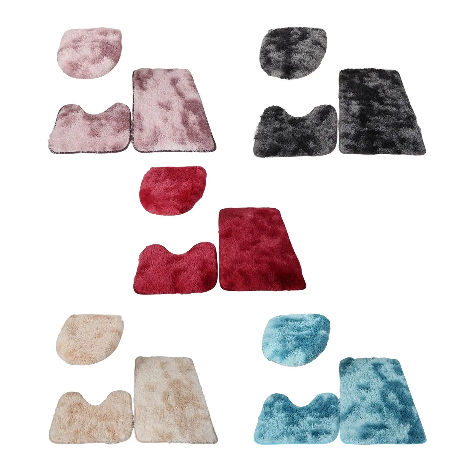 3x ensemble de tapis de bain pour salle de bain avec couvercle de toilette, combinaison absorbante, ensemble de toilette trois pièces pour douche, sols de salle de bain