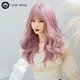 7JHH-Perruque longue ondulée Sakura rose pour filles douces haute densité cheveux synthétiques