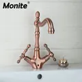 Monite robinet de lavabo de cuisine en cuivre Antique robinet d'évier pivotant brossé 360 robinet