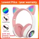 Casque sans fil avec oreilles de chat pour enfants casque de musique stéréo casque de téléphone