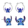 Boucles d'oreilles créoles Disney Stitch pour filles et femmes Anime Rick Boucles d'oreilles