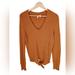 Anthropologie Sweaters | Anthropologie Moth Freeport Ribbed Sweater Sz S Burnt Orange V-Neck Tie | Color: Orange | Size: S