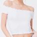 Brandy Melville Tops | Brandy Melville Lettuce Hem Off The Shoulder Top White | Color: White | Size: One Size