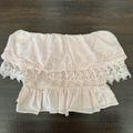 American Eagle Outfitters Tops | American Eagle Light Pink Lacey Ruffle Tube Top | Color: Pink | Size: S