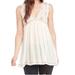 Free People Tops | Free People Diamond Embroidered Plunging V-Neck Sleeveless Top, Ivory Combo, M | Color: Cream | Size: M