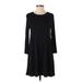 Old Navy Casual Dress - A-Line Crew Neck Long sleeves: Black Solid Dresses - Women's Size Small Petite