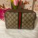 Gucci Bags | Gucci Sherryline Toiletry/Cosmetic Travel Clutch | Color: Brown/Green | Size: 9" X 6" X 2"
